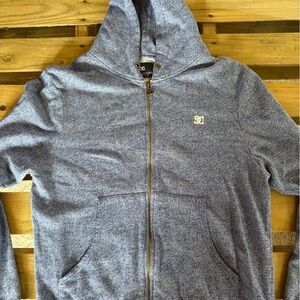 DC Blue Heathered Zip-Up Hoodie with Branded Hardware